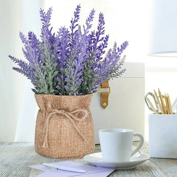 Artificial Plants Indoor Fake Plants Artificial Lavender Plant In Pots Mini Potted Flowers Plant In Cloth Lavender for Home Decor Party Wedding Garden Table Office Patio Decor