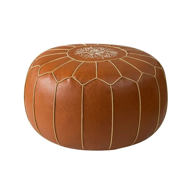 Unstuffed Pouf Cover Foot Stool Handmade Living Room Decoration Embroider Craft Decorative Round Bean Bags Chair Pouf Ottoman Color A