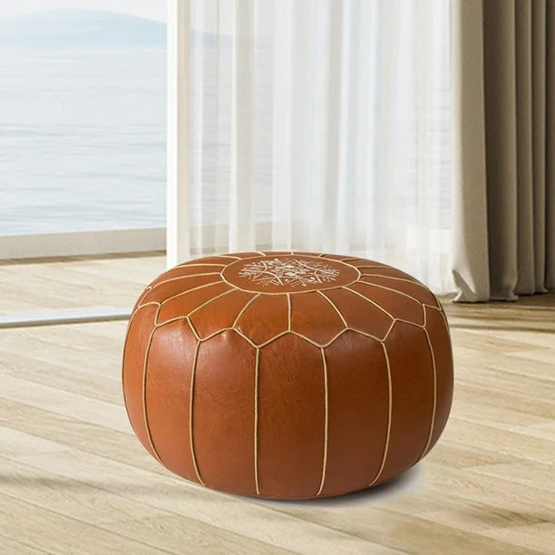 Unstuffed Pouf Cover Foot Stool Handmade Living Room Decoration Embroider Craft Decorative Round Bean Bags Chair Pouf Ottoman Color A