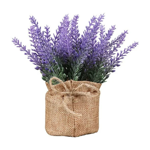 Artificial Plants Indoor Fake Plants Artificial Lavender Plant In Pots Mini Potted Flowers Plant In Cloth Lavender for Home Decor Party Wedding Garden Table Office Patio Decor