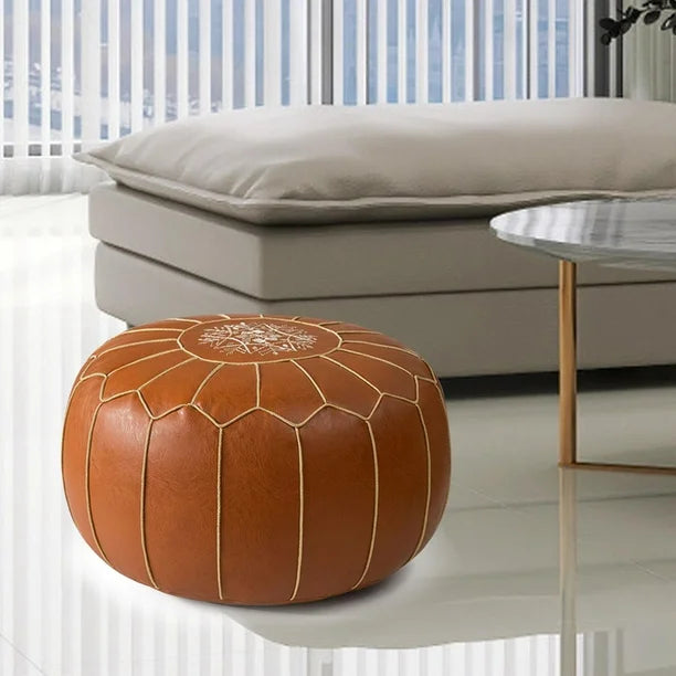 Unstuffed Pouf Cover Foot Stool Handmade Living Room Decoration Embroider Craft Decorative Round Bean Bags Chair Pouf Ottoman Color A