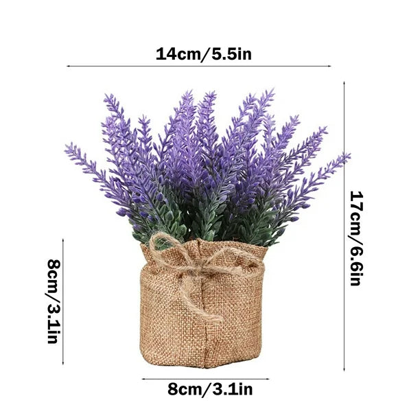 Artificial Plants Indoor Fake Plants Artificial Lavender Plant In Pots Mini Potted Flowers Plant In Cloth Lavender for Home Decor Party Wedding Garden Table Office Patio Decor