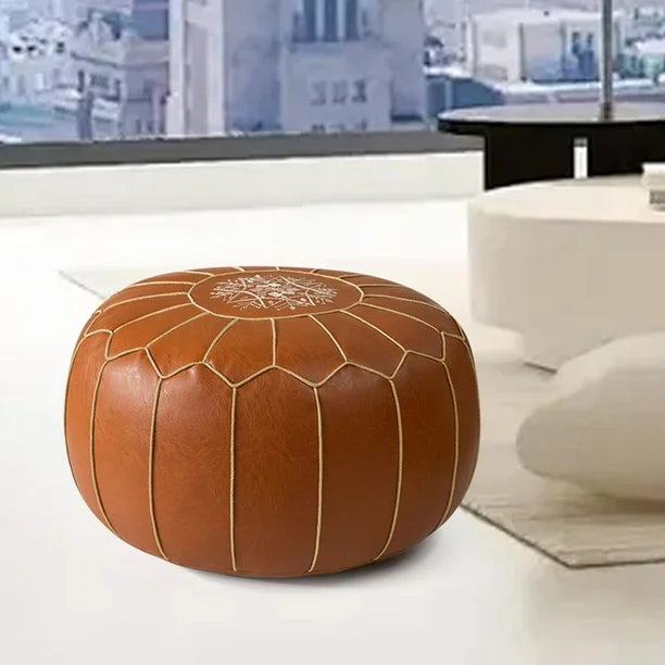 Unstuffed Pouf Cover Foot Stool Handmade Living Room Decoration Embroider Craft Decorative Round Bean Bags Chair Pouf Ottoman Color A