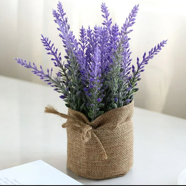 Artificial Plants Indoor Fake Plants Artificial Lavender Plant In Pots Mini Potted Flowers Plant In Cloth Lavender for Home Decor Party Wedding Garden Table Office Patio Decor